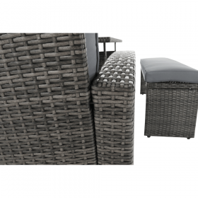 Set de gradina din 3 piese, rattan, gri, AUREK
