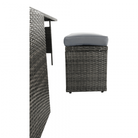 Set de gradina din 3 piese, rattan, gri, AUREK