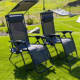 Set de 2 scaune reglabile de gradina, gri, KASPIAN