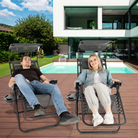 Set de 2 scaune reglabile de gradina, gri, KASPIAN
