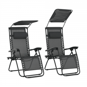 Set de 2 scaune reglabile de gradina, gri, KASPIAN