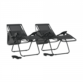Set de 2 scaune reglabile de gradina, gri, KASPIAN