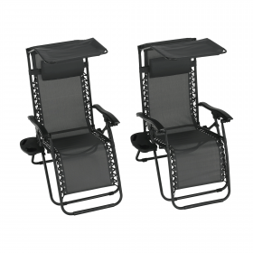 Set de 2 scaune reglabile de gradina, gri, KASPIAN