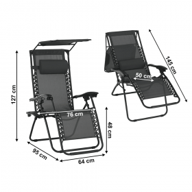 Set de 2 scaune reglabile de gradina, gri, KASPIAN