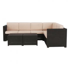 Set de gradina din rattan, 3 piese, maro/bej, RODEN