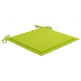Scaune de gradina cu perne verde aprins, 3 buc., lemn masiv tec, verde