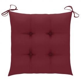 Scaune gradina cu perne verde, 2 buc., lemn masiv tec, bordo