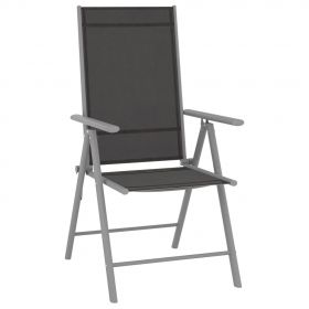 Scaune de gradina pliante, 8 buc., textilena, negru