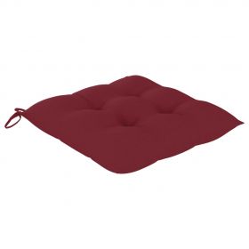 Scaune gradina cu perne verde, 2 buc., lemn masiv tec, bordo