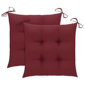 Scaune gradina cu perne verde, 2 buc., lemn masiv tec, bordo
