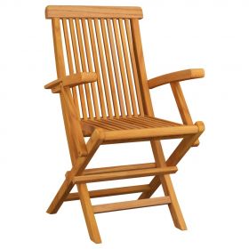 Scaune de gradina cu perne gri carouri, 4 buc., lemn masiv tec, multicolor