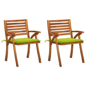 Scaune mobilier de gradina cu perne, 2 buc., lemn masiv acacia, verde