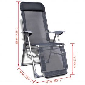Scaune de gradina pliabile 2 buc. gri aluminiul si textilena