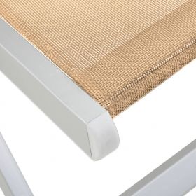Scaune pliante de plaja, 2 buc., crem, aluminiu si textilena
