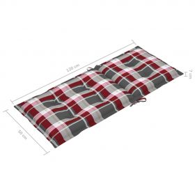 Scaune gradina perne model carouri rosii, 6 buc, lemn masiv tec