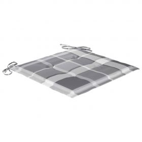 Scaune gradina, perne gri model carouri, 3 buc., lemn masiv tec, multicolor