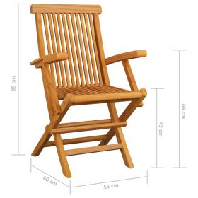 Scaune gradina, perne gri model carouri, 3 buc., lemn masiv tec, multicolor