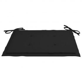 Scaune de gradina cu perne negre, 2 buc., lemn masiv tec, negru