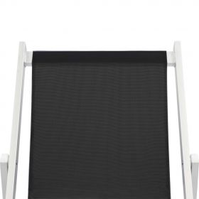 Scaune pliante de plaja, 2 buc., negru, aluminiu si textilena