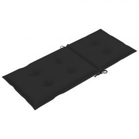 Scaune gradina cu perne negre, 2 buc., lemn masiv tec, negru