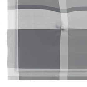 Scaune de masa, perne gri model carouri, 4 buc., lemn masiv tec, maro