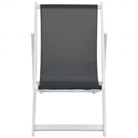 Scaune pliante de plaja, 2 buc., negru, aluminiu si textilena