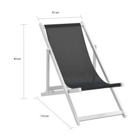 Scaune pliante de plaja, 2 buc., negru, aluminiu si textilena