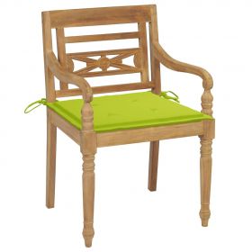 Scaune Batavia cu perne verde aprins, 2 buc., lemn masiv tec, verde