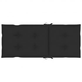 Scaune gradina cu perne negre, 2 buc., lemn masiv tec, negru