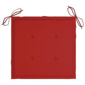 Scaune de gradina cu perne rosii, 2 buc., lemn masiv tec