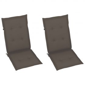 Scaune de gradina cu perne gri taupe, 2 buc., lemn masiv de tec-3062324