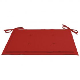 Scaune de gradina cu perne rosii, 2 buc., lemn masiv tec