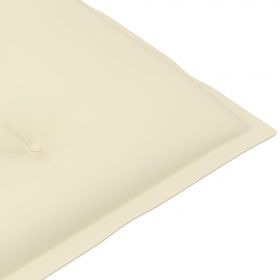 Scaun de gradina cu perna crem, lemn masiv de tec-3062363