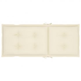 Scaun de gradina cu perna crem, lemn masiv de tec-3062363