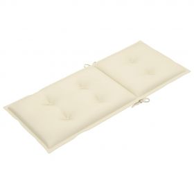 Scaun de gradina cu perna crem, lemn masiv de tec-3062363