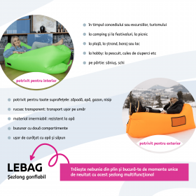 Geanta scaun gonflabila / geanta lenesa, roz, LEBAG