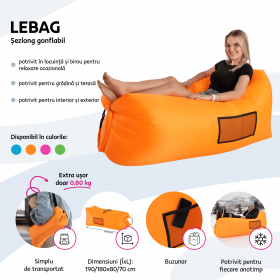 Geanta scaun gonflabila / geanta lenesa, roz, LEBAG