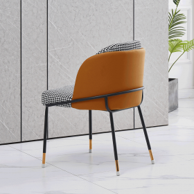 Scaun de luat masa, model alb-negru / piele ecologica camel, KIRNA