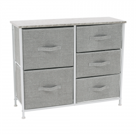 Comoda cu sertare din material textil, gri/alb/gri deschis, ROSITA TYP 3