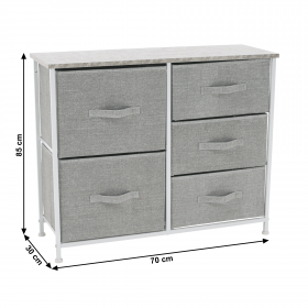 Comoda cu sertare din material textil, gri/alb/gri deschis, ROSITA TYP 3