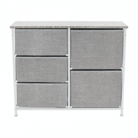 Comoda cu sertare din material textil, gri/alb/gri deschis, ROSITA TYP 3