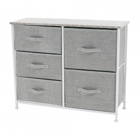 Comoda cu sertare din material textil, gri/alb/gri deschis, ROSITA TYP 3