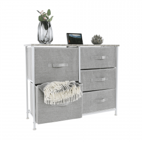 Comoda cu sertare din material textil, gri/alb/gri deschis, ROSITA TYP 3