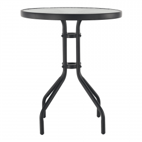 Masa gradina, otel negru/sticla securizata, diametru 60 cm, BORGEN TYP 1