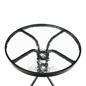 Masa gradina, otel negru/sticla securizata, diametru 60 cm, BORGEN TYP 1