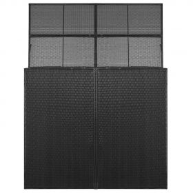 Magazie dubla pentru pubele, poliratan, 153 x 78 x 120 cm, negru