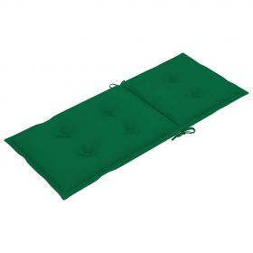 Scaun de gradina cu perne verzi, lemn masiv tec