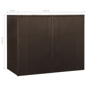 Magazie dubla de pubele, maro, 153 x 78 x 120 cm, poliratan