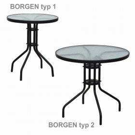 Masa gradina, otel negru/sticla securizata, diametru 60 cm, BORGEN TYP 1