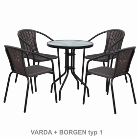 Masa gradina, otel negru/sticla securizata, diametru 60 cm, BORGEN TYP 1